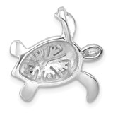 Sterling Silver Rhodium-Plated Polished Flower Back Turtle Chain Slide