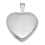 Sterling Silver Rhodium-plated Polished Front/Brushed Back Diamond-cut Twin Hearts 16mm Heart Locket