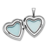 Sterling Silver Rhodium-plated Polished Front/Brushed Back Diamond-cut Twin Hearts 16mm Heart Locket