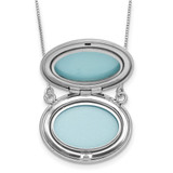 Sterling Silver Rhodium-plated Polished Front/Brushed Back Love To Moon and Back 18.75 inch with 2 inch ext. 20mm Oval Locket Necklace