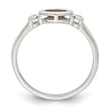 Sterling Silver Rhodium-plated Polished Garnet and White Topaz Ring - QR-19ADE9B9-1002