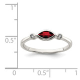 Sterling Silver Rhodium-plated Polished Garnet and White Topaz Ring - QR-BE0C3829-6249