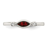 Sterling Silver Rhodium-plated Polished Garnet and White Topaz Ring - QR-CF7B6FD1-7645