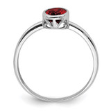 Sterling Silver Rhodium-plated Polished Garnet Oval Ring - QR-606D9A69-7669
