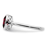 Sterling Silver Rhodium-plated Polished Garnet Oval Ring - QR-606D9A69-7669