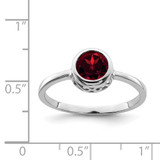 Sterling Silver Rhodium-plated Polished Garnet Round Ring - QR-E36E605C-3186
