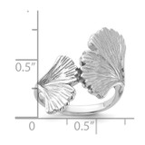 Sterling Silver Rhodium-Plated Polished Ginkgo Leaf Ring - QR-1649152C-7345