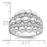 Sterling Silver Rhodium-plated Polished Graduated Beaded Fancy CZ Size 6 Ring