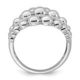 Sterling Silver Rhodium-plated Polished Graduated Beaded Fancy CZ Size 7 Ring