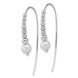 Sterling Silver Rhodium-plated Polished Graduated Beads and Shell Pearl Threader Earrings