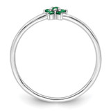 Sterling Silver Rhodium-plated Polished Green CZ Flower Ring - QR-EB519AE1-7149