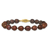 14k 7-8mm Brown Rice Freshwater Cultured Pearl 7.25 inch Bracelet