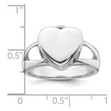 Sterling Silver Rhodium-plated Polished Heart Ash Holder Size 7 Ring