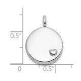 Sterling Silver Rhodium-plated Polished Heart On 10mm Round Locket