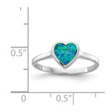 Sterling Silver Rhodium-plated Polished Heart Synthetic Opal Ring - QR-01700FEB-3983