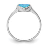 Sterling Silver Rhodium-plated Polished Heart Synthetic Opal Ring - QR-40F146D7-1582
