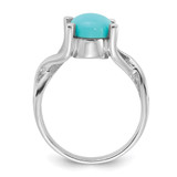 Sterling Silver Rhodium-Plated Polished Imitation Turquoise Ring - QR-029DCCB4-8044