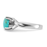 Sterling Silver Rhodium-Plated Polished Imitation Turquoise Ring - QR-029DCCB4-8044