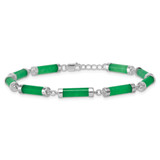 Sterling Silver Rhodium-plated Polished Jade Bars 8 Inch Bracelet