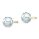 14k 7-8mm Grey Round Akoya Saltwater Cultured Pearl Post Earrings
