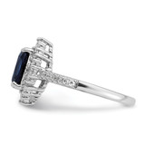 Sterling Silver Rhodium-plated Polished Lab Created Sapphire and CZ Oval Halo Size 7 Ring