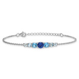Sterling Silver Rhodium-plated Polished Lab Created Spinel/Lab Created Aquamarine/CZ  7 Inch with 1 Inch Extension Bracelet