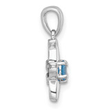 Sterling Silver Rhodium-plated Polished Light Swiss Blue Topaz Starfish Pendant