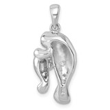 Sterling Silver Rhodium-plated Polished Manatee and Baby Pendant - PL-D31297CD-5049