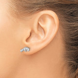 Sterling Silver Rhodium-plated Polished Manatee Post Earring