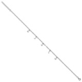 Sterling Silver Rhodium-plated Polished Moon and Star Dangles 9 Inch with 1 Inch Extension Anklet