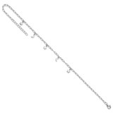 Sterling Silver Rhodium-plated Polished Moon and Star Dangles 9 Inch with 1 Inch Extension Anklet
