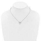 Sterling Silver Rhodium-plated Polished Mother of Pearl and CZ Heart 16 inch with 2 inch Extender Necklace