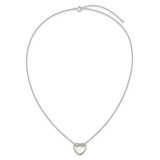 Sterling Silver Rhodium-plated Polished Mother of Pearl and CZ Heart 16 inch with 2 inch Extender Necklace