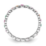 Sterling Silver Rhodium-plated Polished Multi-Color CZ Band Ring - QR-FF662992-3800