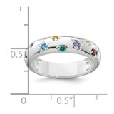 Sterling Silver Rhodium-plated Polished Multicolor CZ Geometric Shapes 5.00mm Band Size 8 Ring