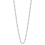Sterling Silver Rhodium-plated Polished Multi-color CZ w/3 IN EXT Choker