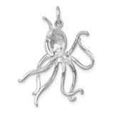 Sterling Silver Rhodium-plated Polished Octopus Pendant