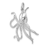 Sterling Silver Rhodium-plated Polished Octopus Pendant