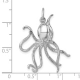 Sterling Silver Rhodium-plated Polished Octopus Pendant