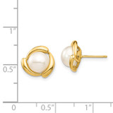 14K 7-8mm White Button Freshwater Cultured Pearl Post Earrings - XF-76E4F6E7-2828