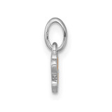 Sterling Silver Rhodium-plated Polished Orange/Red/Green Enamel Flower With Heart Childrens Pendant