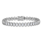 Sterling Silver Rhodium-plated Polished Oval Bezel CZ 7.25 Inch Bracelet