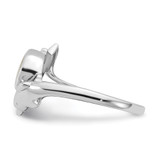 Sterling Silver Rhodium-plated Polished Oval Mother of Pearl and Dolphin Size 7 Ring
