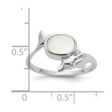 Sterling Silver Rhodium-plated Polished Oval Mother of Pearl and Dolphin Size 7 Ring