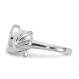 Sterling Silver Rhodium-plated Polished Oval Mother of Pearl and Sea Shell with Starfish Size 6 Ring