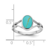 Sterling Silver Rhodium-plated Polished Oval Reconstituted Turquoise Size 8 Ring