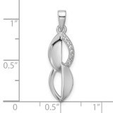 Sterling Silver Rhodium-plated Polished Ovals CZ Pendant