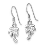 Sterling Silver Rhodium-Plated Polished Palm Tree Dangle Earrings