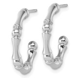 Sterling Silver Rhodium-plated Polished Patterned 3mm x 17mm Post C-Hoop Earrings