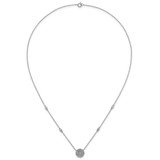 Sterling Silver Rhodium-plated Polished Pave CZ Circle 18 Inch Necklace